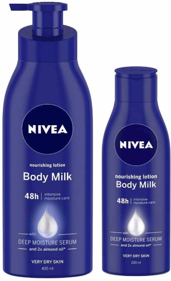 NIVEA Pack of 2 Nourishing Lotion Body Milk, 400ml and Nourishing Lotion Body Milk, 200ml ( For All Skin Types ) Price in India