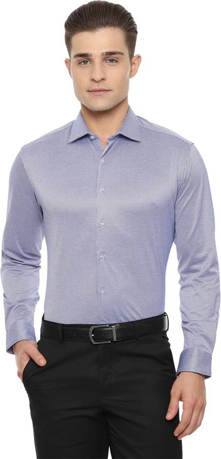 Men Slim Fit Houndstooth Spread Collar Formal Shirt