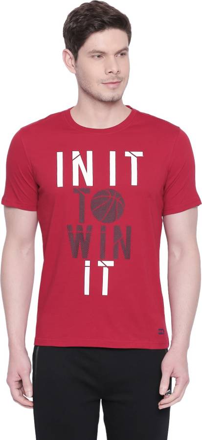Printed Men Round Neck Red T-Shirt Price in India