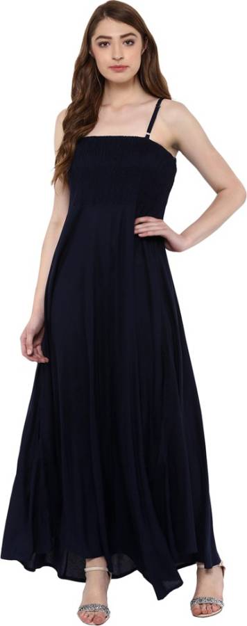 Women Gown Dark Blue Dress Price in India