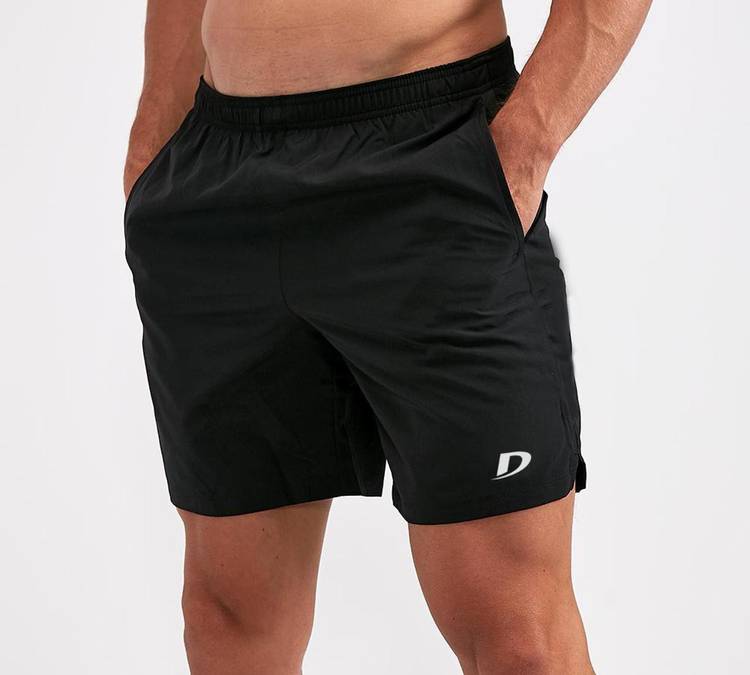 Solid Men Black Gym Shorts