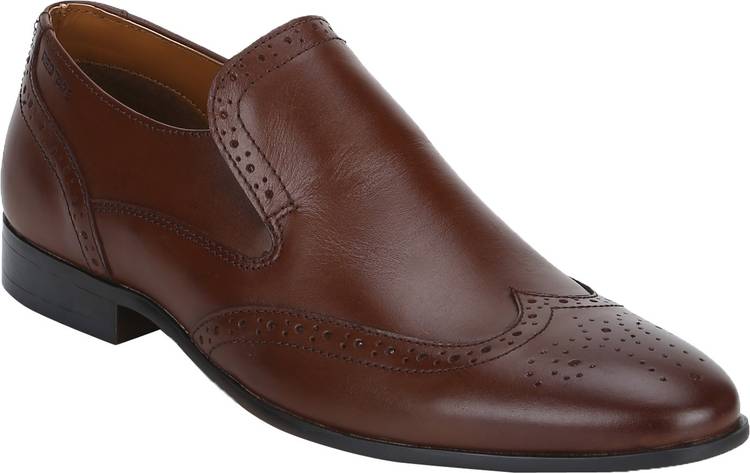 Leather Formal Brogue Slip On For Men