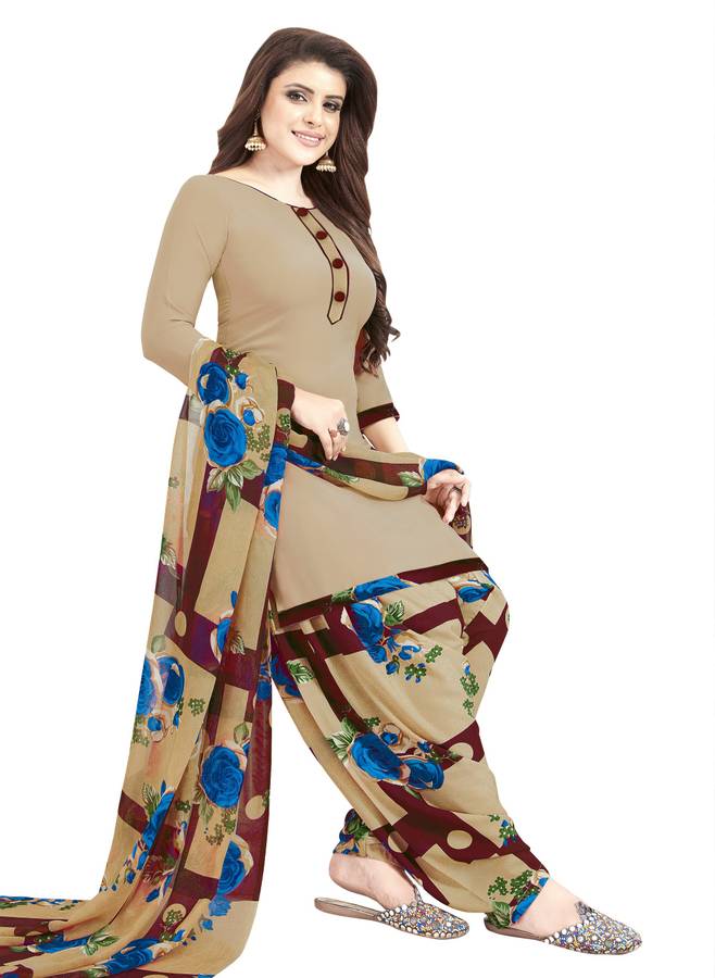 Fashion Valley Crepe Printed, Solid Kurta & Patiyala Material