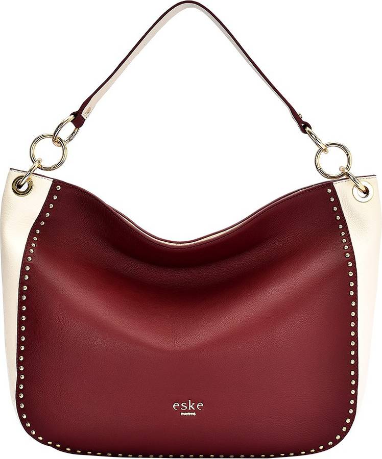 Women Maroon, White Shoulder Bag