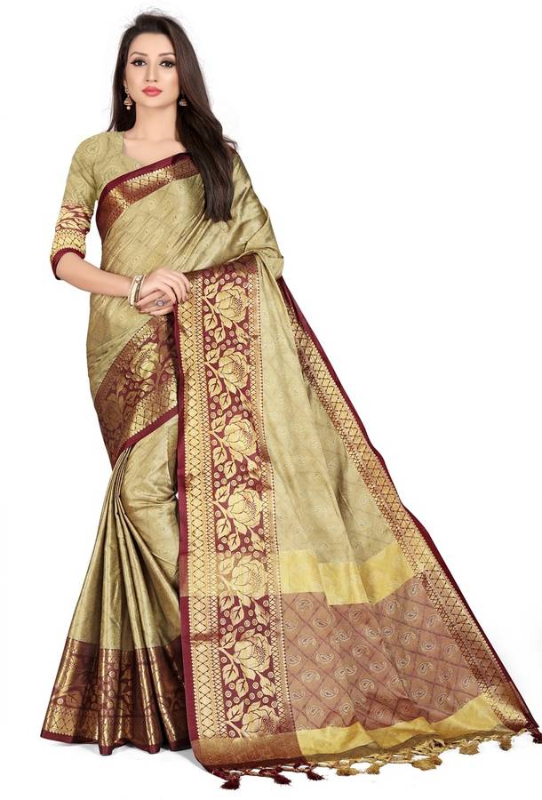 Paisley, Solid, Self Design Banarasi Art Silk, Cotton Silk Saree