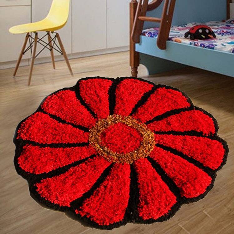 KALYAN GLOBAL Red Polyester Area Rug