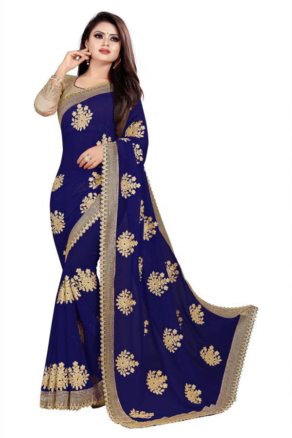 Embroidered Bollywood Georgette Saree Price in India