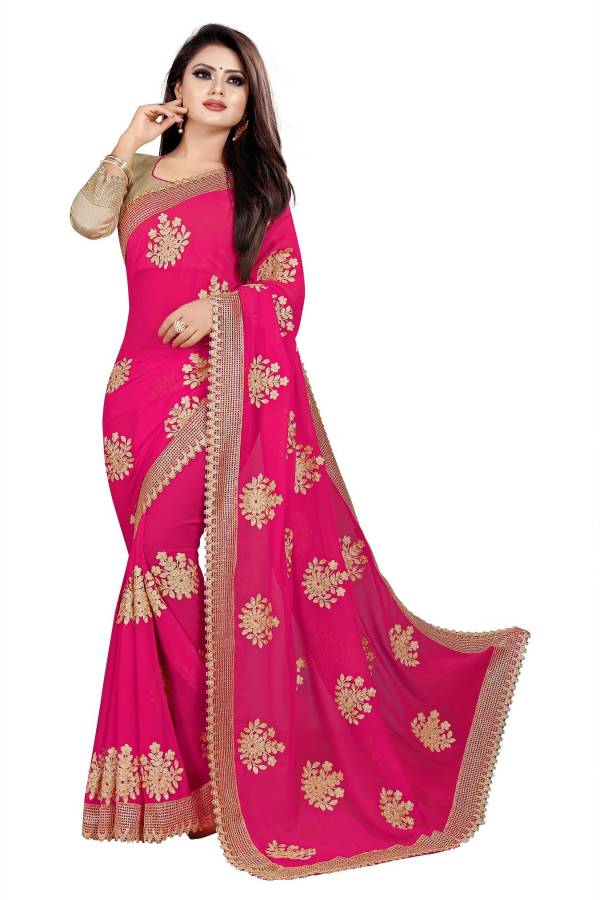 Embroidered Bollywood Georgette Saree Price in India