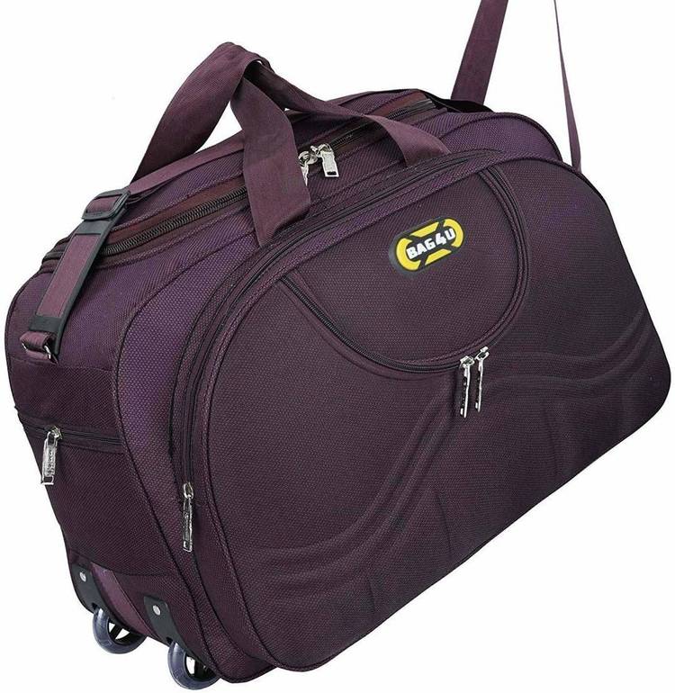 BAG 4 U (Expandable) Waterproof Polyester 40 L Lightweight Travel Duffel Bag with 2 Wheels_Purple Travel Duffel Bag