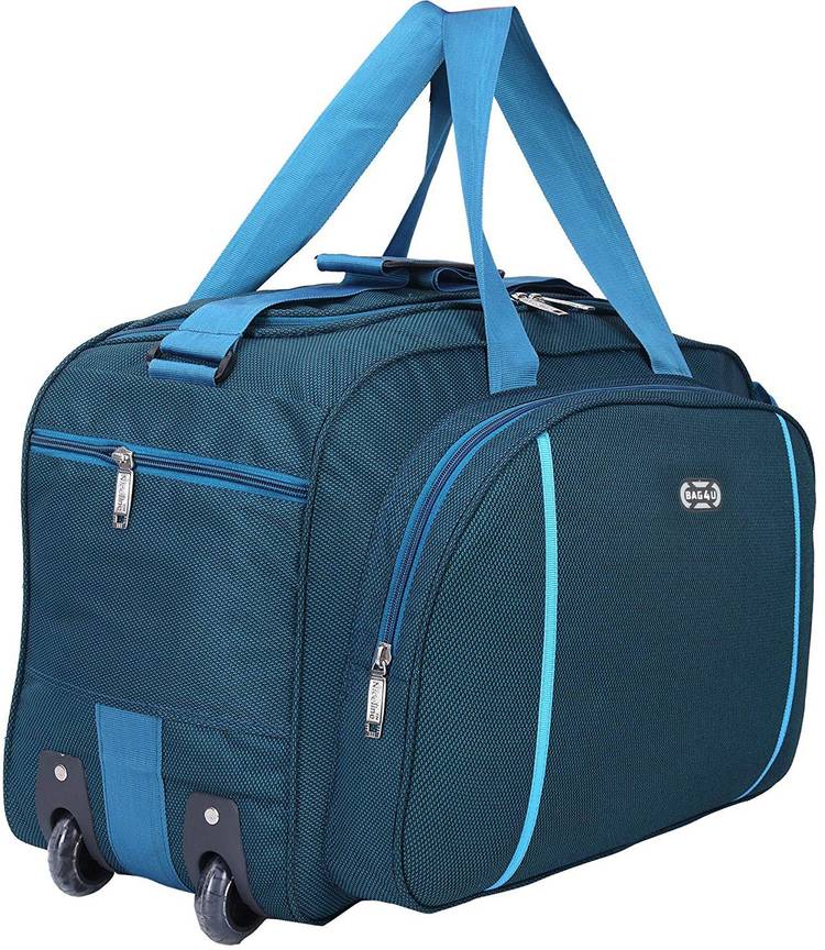 BAG 4 U (Expandable) Waterproof Polyester Lightweight 40 L Luggage Travel Duffel Bag with 2 Wheels(Expandable)-Blue Travel Duffel Bag