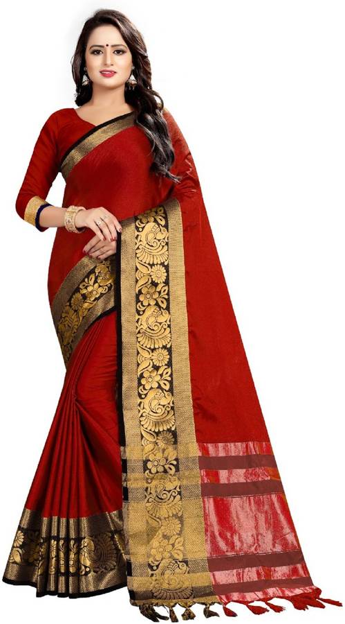 Solid Dharmavaram Cotton Silk Saree