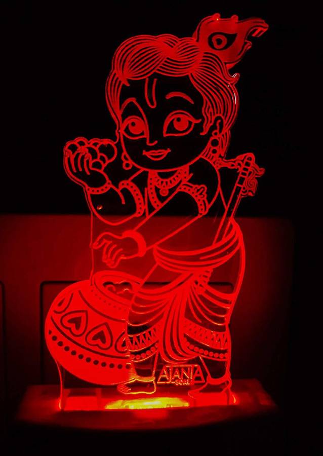 2Mech Lord Krishana Traditional Decorative Items Night Lamp (Multicolour, Small) Night Lamp