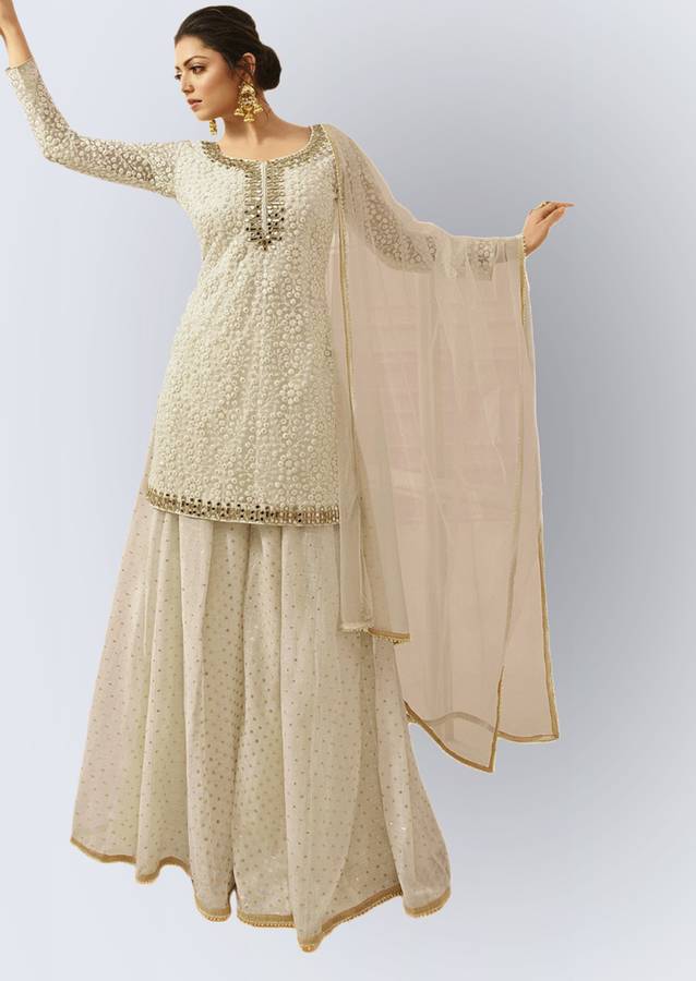 Net Self Design, Embellished Kurta & Palazzo Material