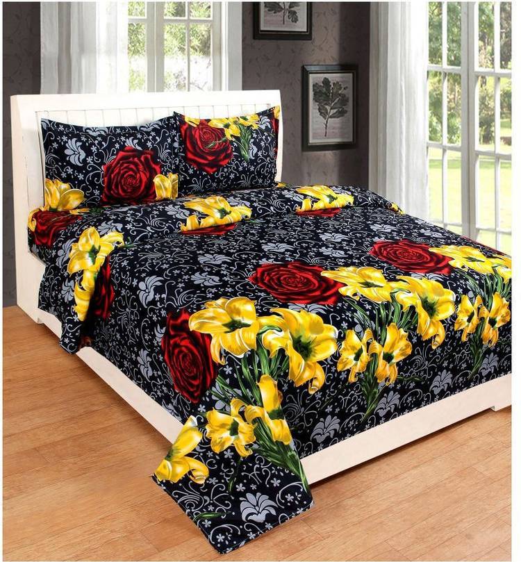 Shaphio 120 TC Microfiber Double Floral Bedsheet