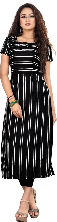 Women Striped Crepe Straight Kurta