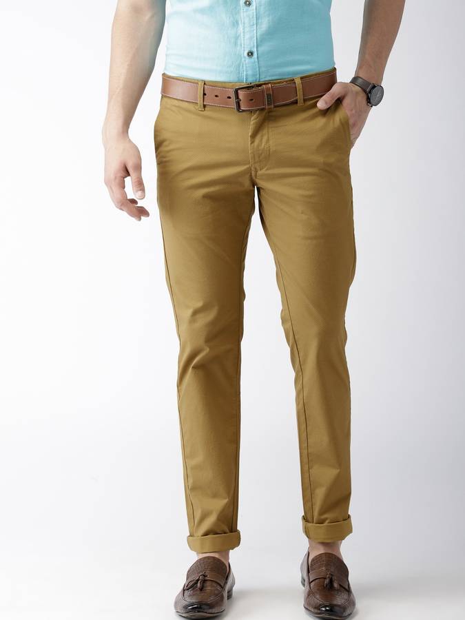 Brooklyn Slim Fit Men Brown Cotton Blend Trousers