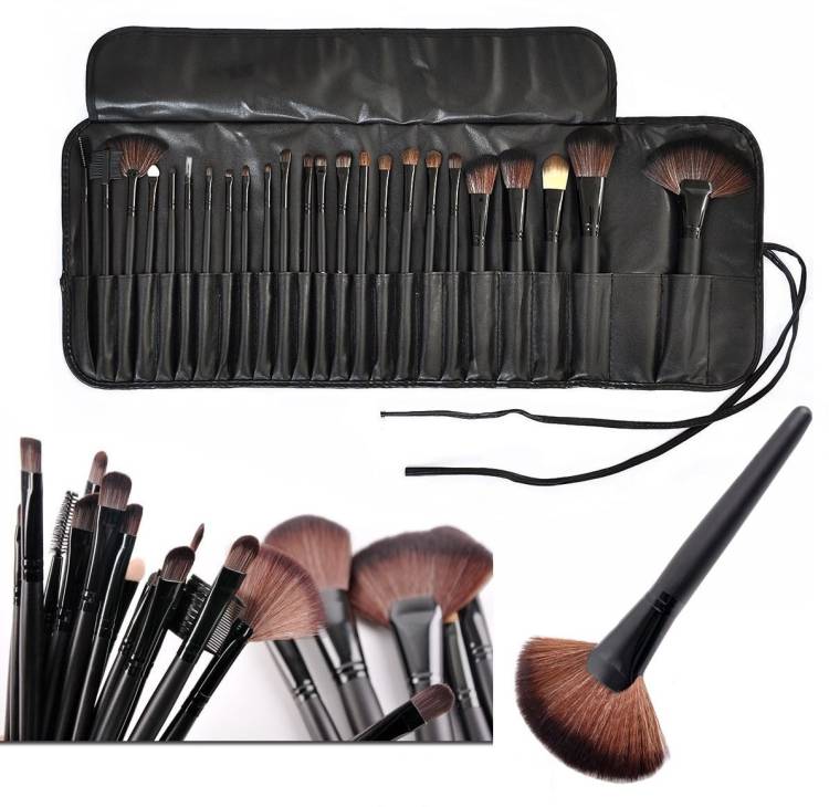 KylieProfessional 24 PIECE JET BLACK MAKE UP BRUSH SET WITH FREE CASE Price in India