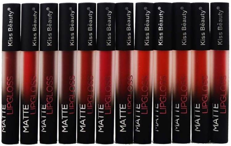 Kiss Beauty Proof Fire Brick Shade Matte Lipstick Set Of 12 Price in India