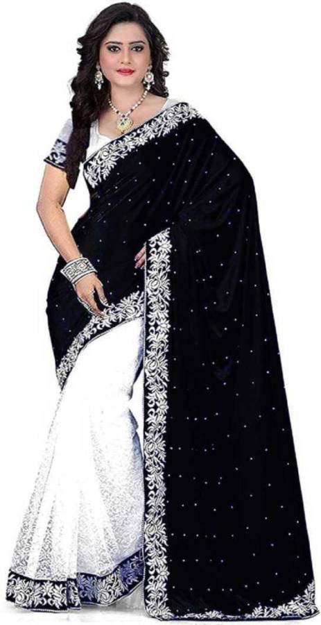 Embellished Bollywood Velvet, Net Saree Price in India