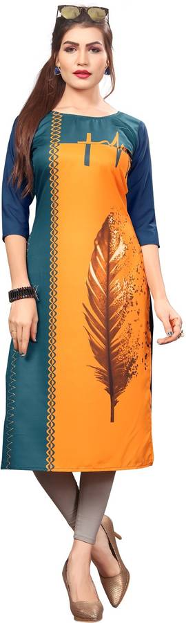 Women Printed Crepe Straight Kurta