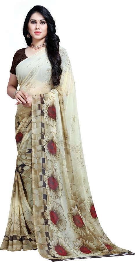 Ombre, Geometric Print, Floral Print Daily Wear Georgette Saree