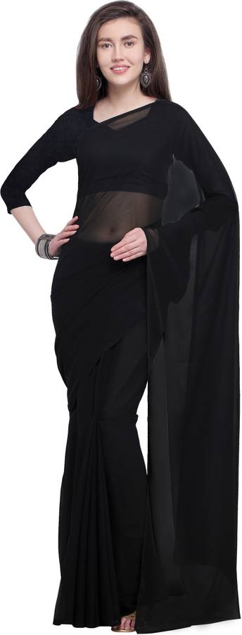 Plain Daily Wear Poly Georgette Saree