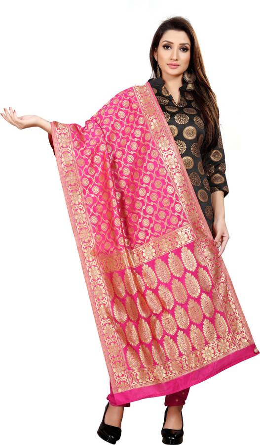 Jacquard Woven Pink Women Dupatta