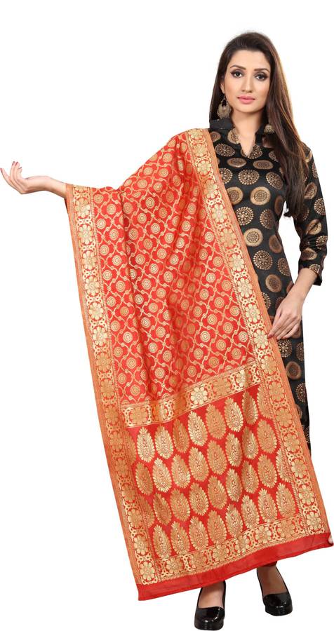 Jacquard Woven Red Women Dupatta