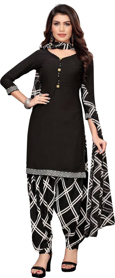 Oomph! Georgette Printed, Checkered Salwar Suit Material