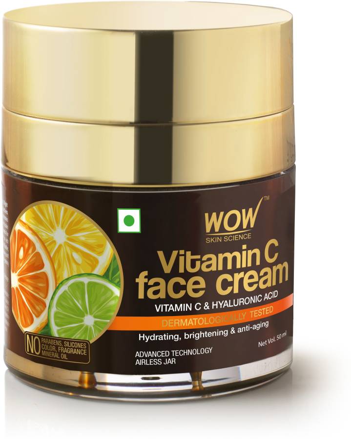 WOW Skin Science Vitamin C Face Cream - Oil Free, Quick Absorbing - For All Skin Types - No Parabens, Silicones, Color, Mineral Oil & Synthetic Fragrance - 50mL