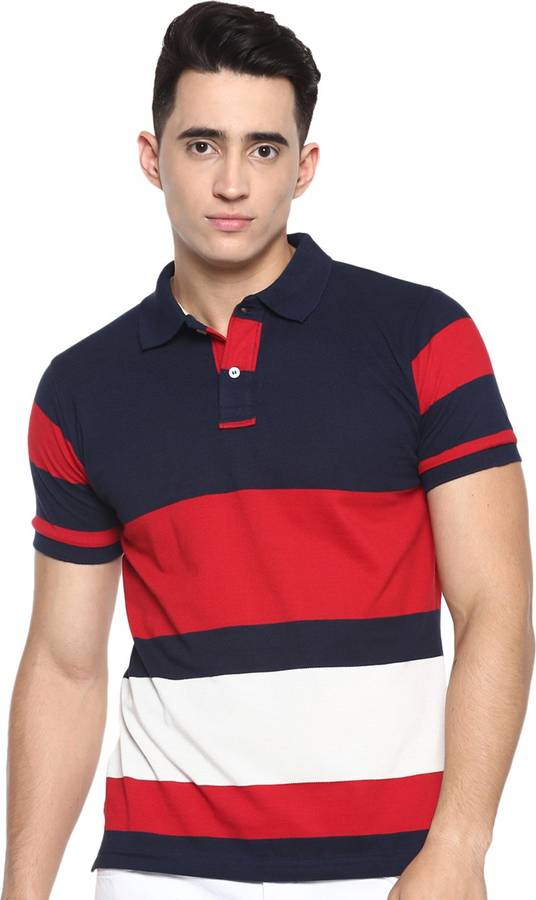 Color Block Men Polo Neck Multicolor T-Shirt