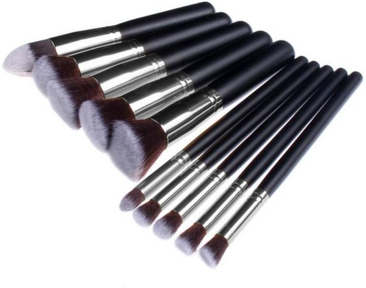 Sixplus 10 Pcs Makeup Brushes Soft Synthetic BLACK BRUSH Price in India