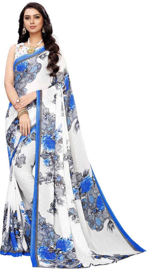 Printed, Floral Print Daily Wear Georgette, Chiffon Saree