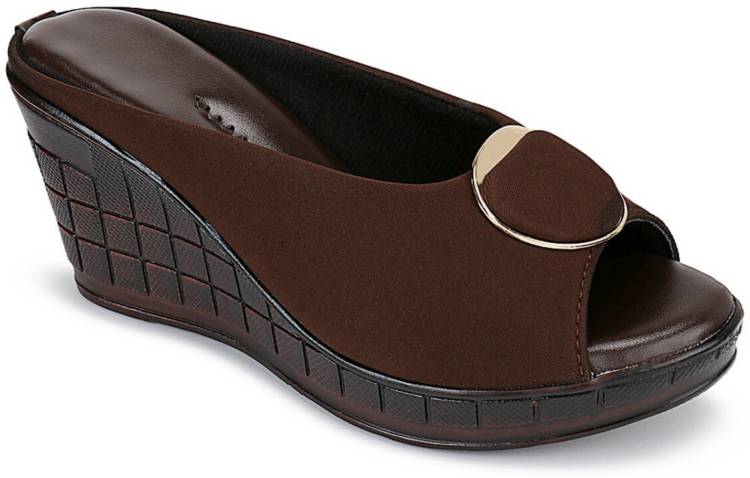 Women Brown, Gold, Burgundy Flats Sandal Price in India