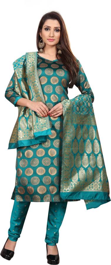 Jacquard Embellished Kurta & Churidar Material Price in India
