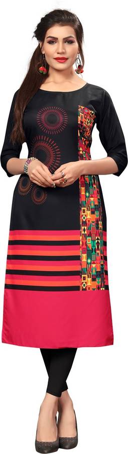 Women Printed Crepe Straight Kurta Price in India