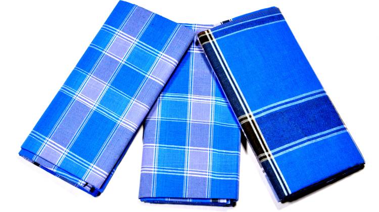 GOWRI TEX Checkered Blue, Black, Grey Lungi