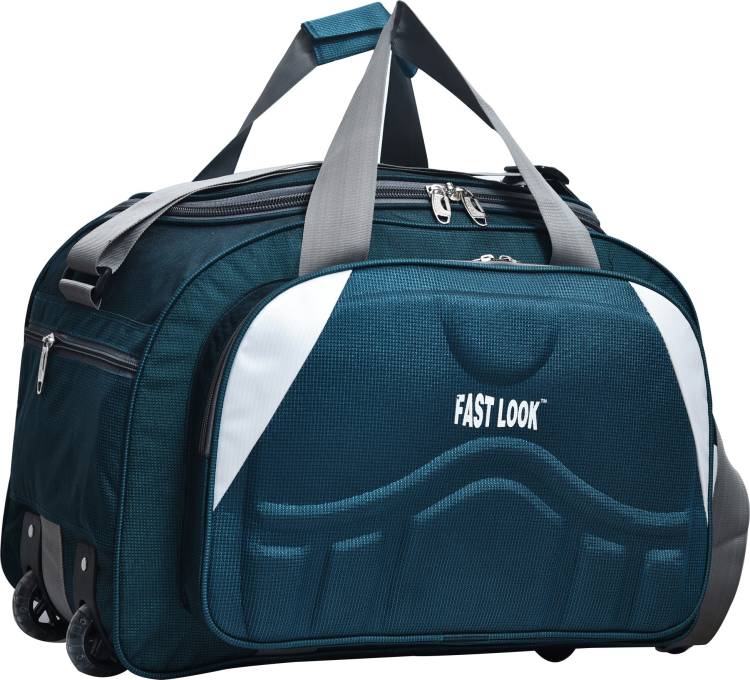 Fast look 21 inch/55 cm (Expandable) Unisex Lightweight 40 litres Travel Duffel Bag with Two Wheels (Turquoise) Travel Duffel Bag