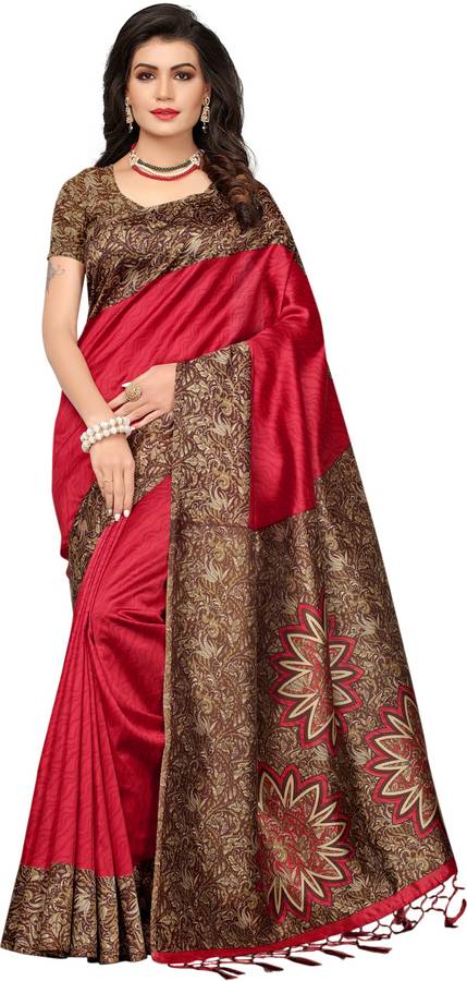 Printed, Self Design, Floral Print Mysore Silk Blend Saree Price in India