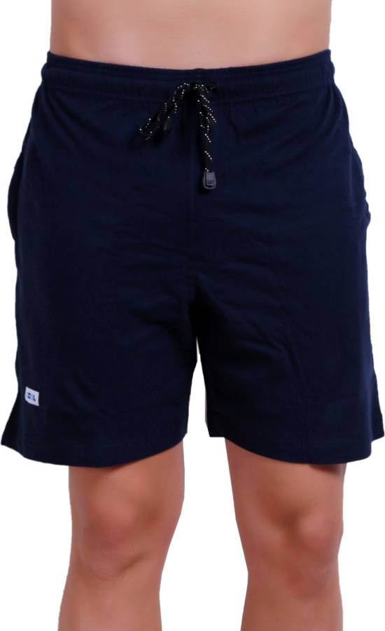 Solid Men Dark Blue Bermuda Shorts