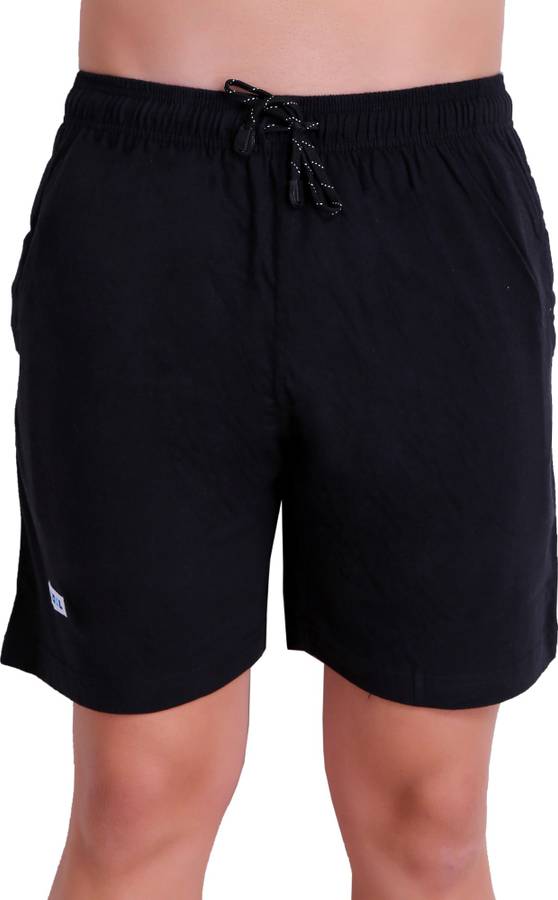 Solid Men Black Bermuda Shorts