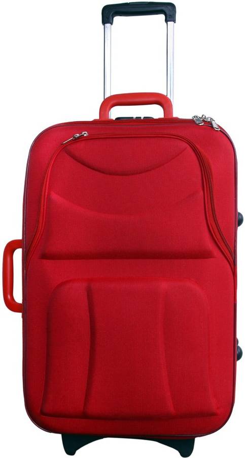 Medium Check-in Luggage (61 cm) - Scottish / Polyester / Suitcase Trolley / Travel / Tourist / Bag / - Red