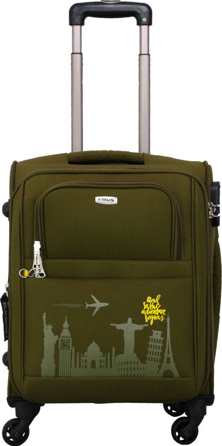 Small Cabin Luggage (55 cm) - Salsa Military Green 55 CM 4 Wheel Strolley Suitcase For Travel ( Cabin Luggage) Expandable Cabin Luggage - 20 inch (Green) - Green