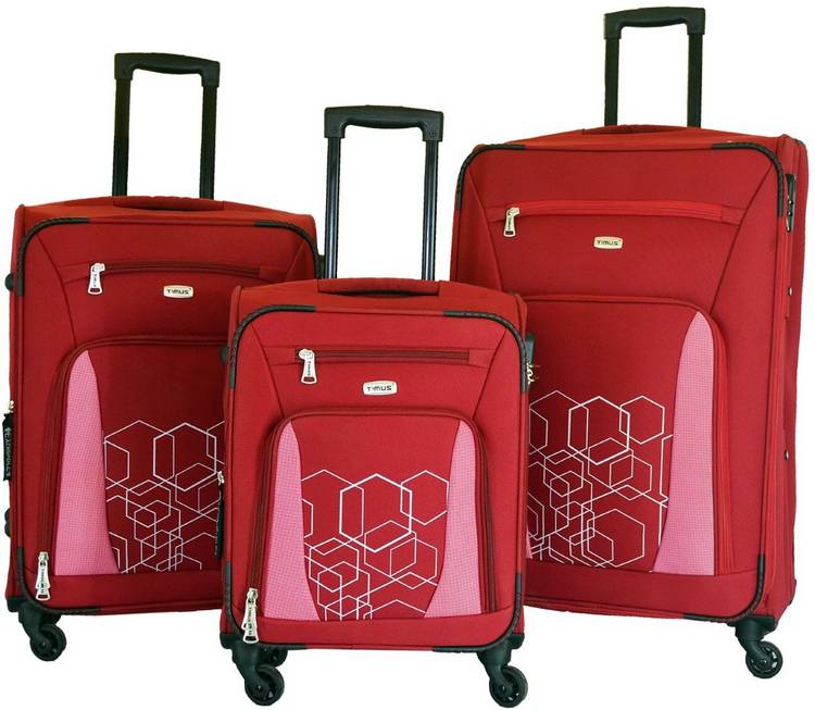 Large Check-in Luggage (75 cm) - Morocco Spinner Set Of 3 Red 4 Wheel Trolley Suitcase Expandable Cabin and Check-in Luggage (Red) - Red
