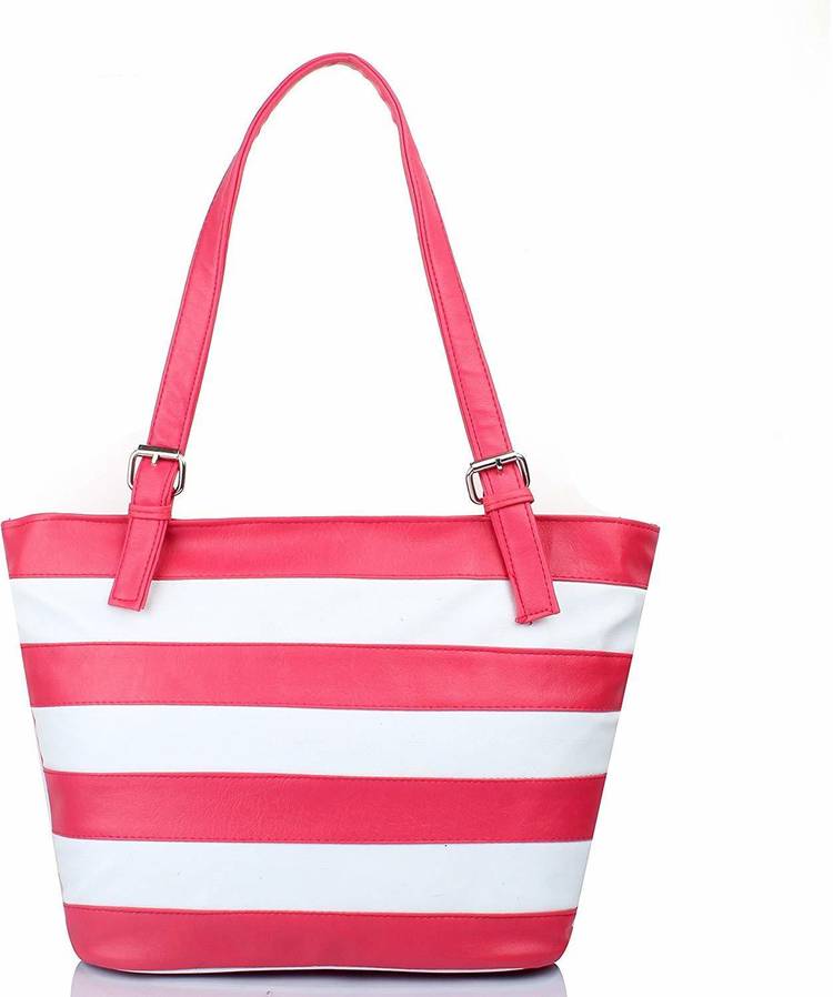 Women Pink, White Tote