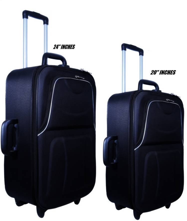 Soft Body Set of 2 Luggage - Suitcase Trolley /Travel/ Tourist Bag - Black