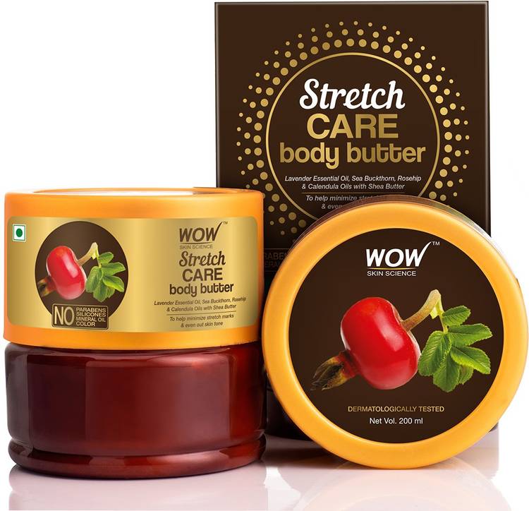 WOW Skin Science Stretch Care Body Butter-with Lavender Essential Oil, Rosehip & Calendula Oils, No Parabens, Silicones, Mineral Oil & Color - 200mL