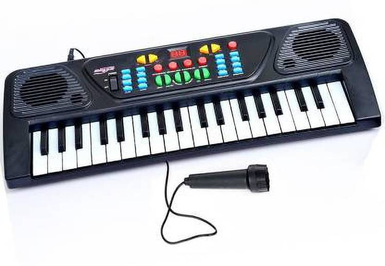 kdsn 37 Key Piano Keyboard Toy with DC Power Option, Mic and Recording (Black)
