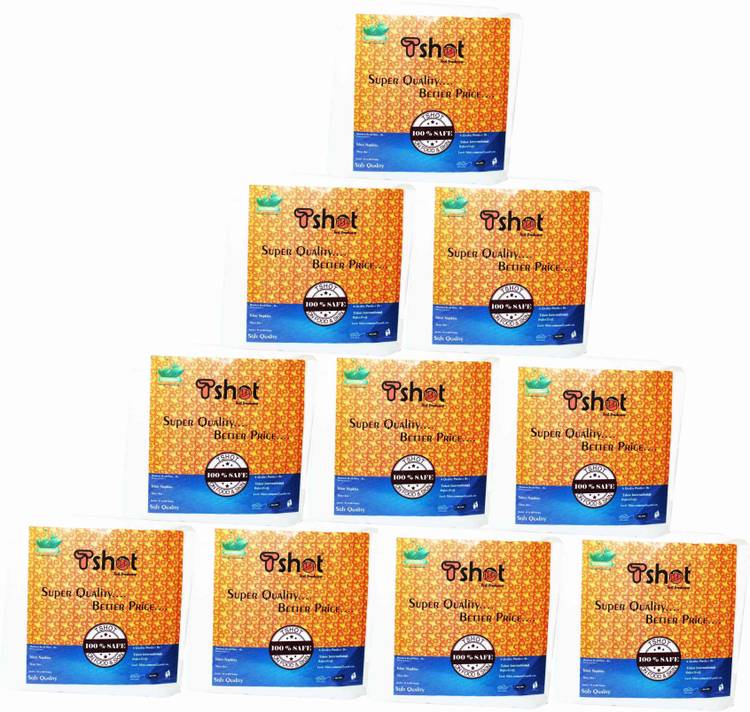 Tshot Soft Tissue Paper 1000 Napkin (Pack Of 10 ) White Napkins