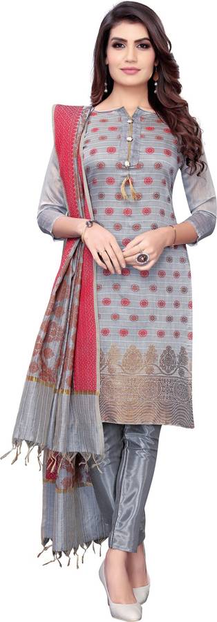 Saara Chanderi Animal Print, Striped, Geometric Print, Checkered, Printed Salwar Suit Material